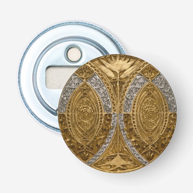 Silver And Gold Art Deco Pattern Bottle Opener (Front)
