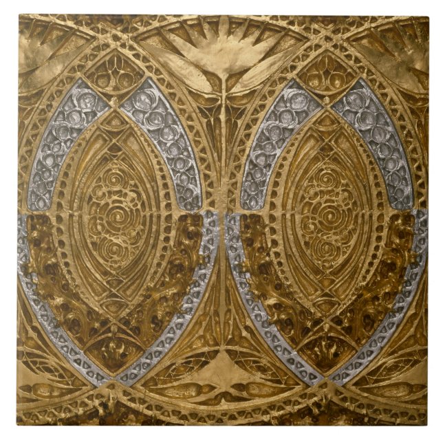 Silver And Gold Art Deco Pattern Tile (Front)