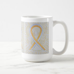 Silver and Gold Awareness Ribbon Angel Art Mug