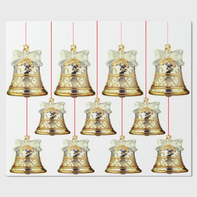 Silver and Gold Bells Wrapping Paper (Flat)