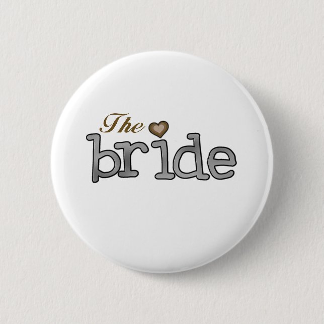 Silver and Gold Bride 6 Cm Round Badge (Front)