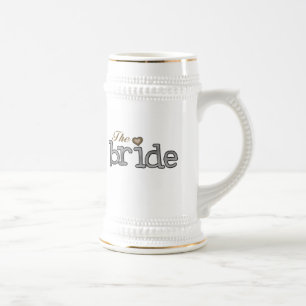 Silver and Gold Bride Beer Stein