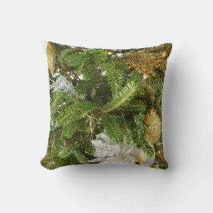 Silver and Gold Christmas Tree I Holiday Cushion