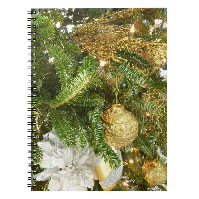 Silver and Gold Christmas Tree I Holiday Notebook (Front)