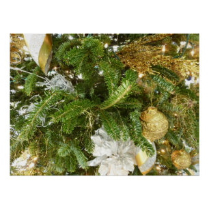 Silver and Gold Christmas Tree I Holiday Poster