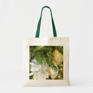 Silver and Gold Christmas Tree I Holiday Tote Bag