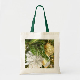 Silver and Gold Christmas Tree I Holiday Tote Bag