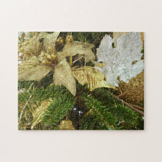 Silver and Gold Christmas Tree II Holiday Jigsaw Puzzle