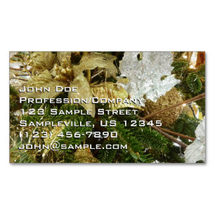 Silver and Gold Christmas Tree II Holiday Magnetic Business Card