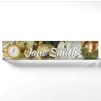Silver and Gold Christmas Tree II Holiday Nameplate