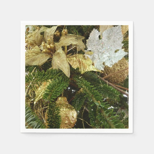 Silver and Gold Christmas Tree II Holiday Napkin (Front)