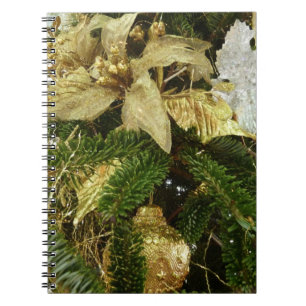 Silver and Gold Christmas Tree II Holiday Spiral Notebook