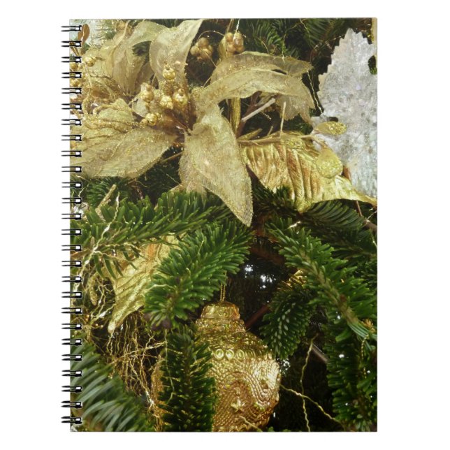 Silver and Gold Christmas Tree II Holiday Spiral Notebook (Front)