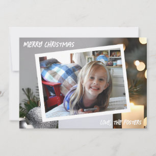 Silver and Gold Christmas Tree Photo Holiday Card