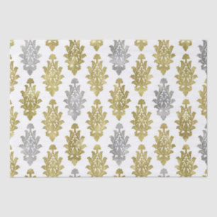 Silver and Gold Damask Pattern Tissue Paper
