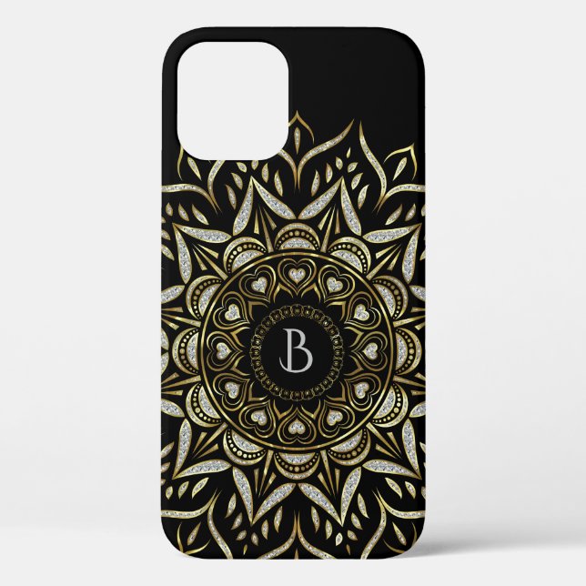 Silver and gold faux glitter mandala design Case-Mate iPhone case (Back)