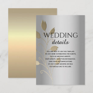 Silver and Gold Foil Floral Wedding Details Card