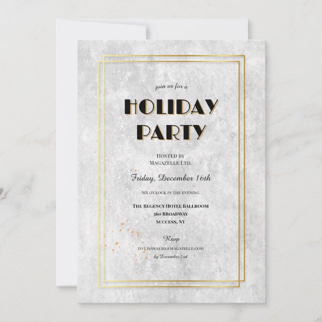 Silver and Gold Frame Holiday Party Invitation (Front)