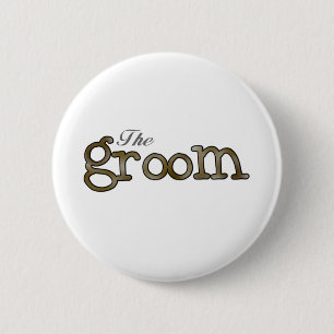 Silver and Gold Groom  6 Cm Round Badge