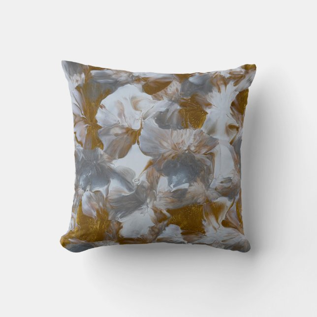 Silver and gold handmade artwork  cushion (Front)
