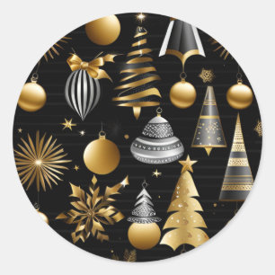 Silver And Gold Holiday Ornaments Classic Round Sticker