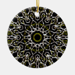 Silver and Gold Mandala Ceramic Ornament