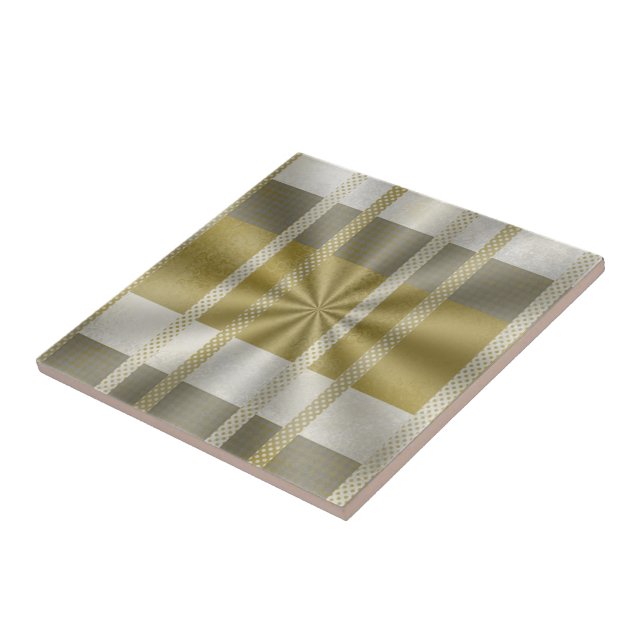 Silver and Gold metallic abstract pattern Tile (Side)