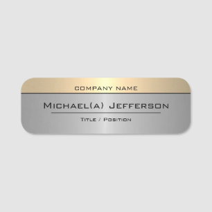 Silver And Gold Metallic Shimmer: Elegant & Luxury Name Tag