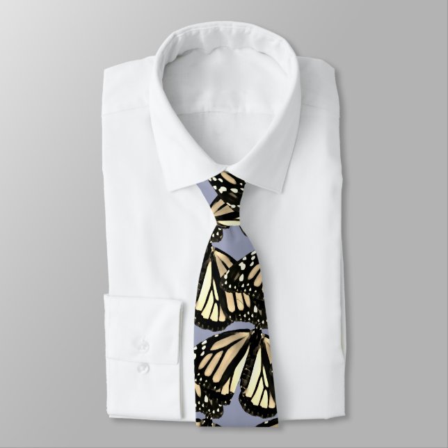 Silver and Gold Monarch Butterflies Tie (Tied)