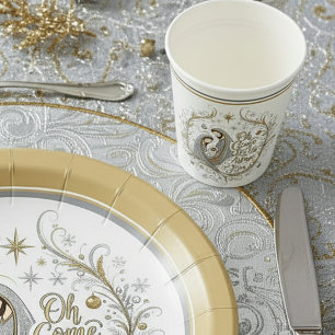 Silver and gold nativity Christmas Paper Cups