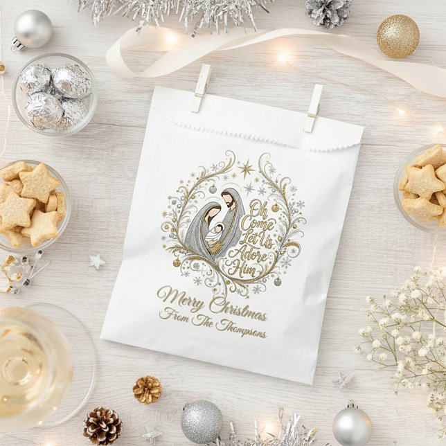 Silver and gold nativity Christmas personalized Favour Bags (Creator Uploaded)
