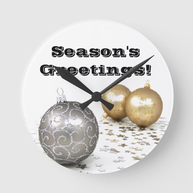 Silver and Gold Ornament Custom Clock (Front)