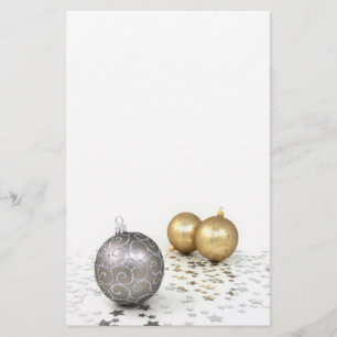 Silver and Gold Ornaments and Stars Stationery