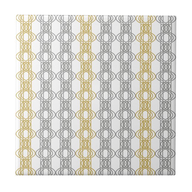 Silver and Gold Pattern Ceramic Tile (Front)