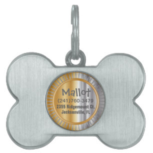 Silver and Gold Pet Design Pet ID Tag