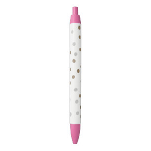 Silver and Gold Polka Dots Black Ink Pen