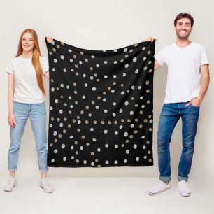 Silver and Gold Polka Dots Fleece Blanket