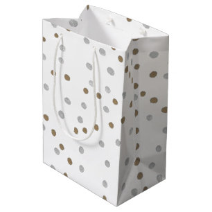 Silver and Gold Polka Dots Medium Gift Bag