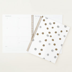 Silver and Gold Polka Dots Planner