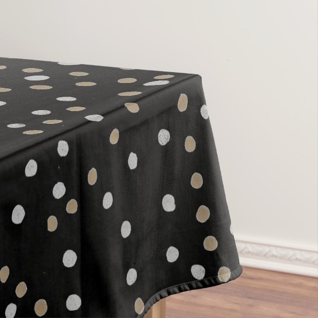 Silver and Gold Polka Dots Tablecloth (In Situ)