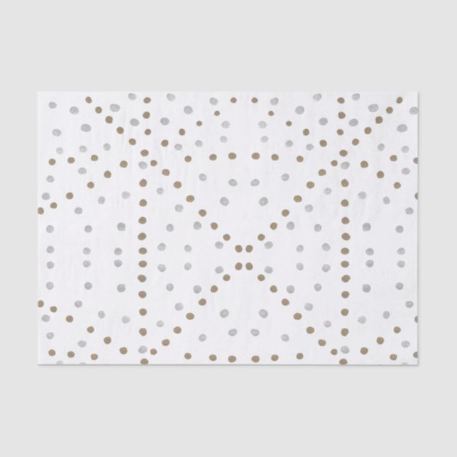 Silver and Gold Polka Dots  Tissue Paper (Front)