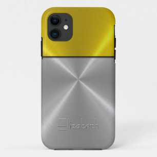 Silver and Gold Shiny Steel Metallic Case-Mate iPhone Case