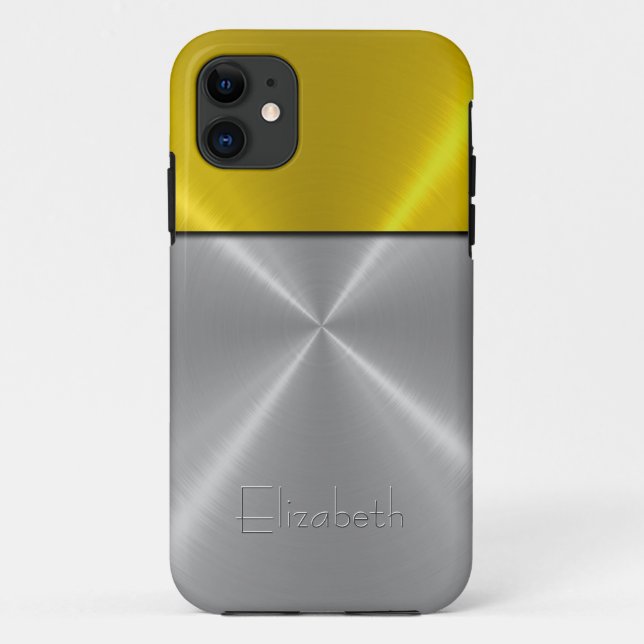 Silver and Gold Shiny Steel Metallic Case-Mate iPhone Case (Back)