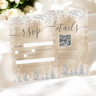 Silver and gold snow pine Christmas winter rsvp