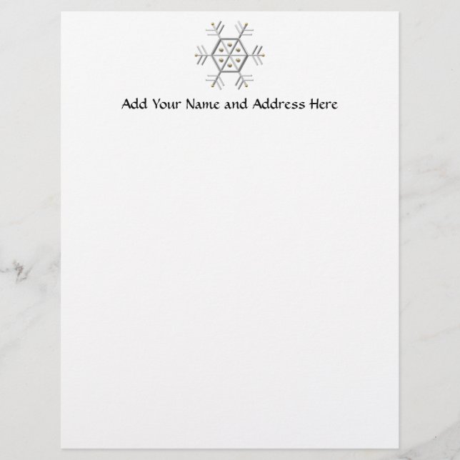 Silver and Gold Snowflake #2 Letterhead Template (Front)
