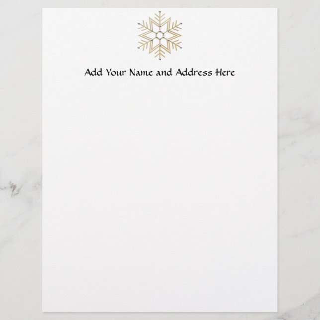 Silver and Gold Snowflake Personalized Letterhead (Front)