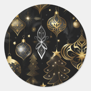 Silver And Gold Traditional Ornaments  Classic Round Sticker