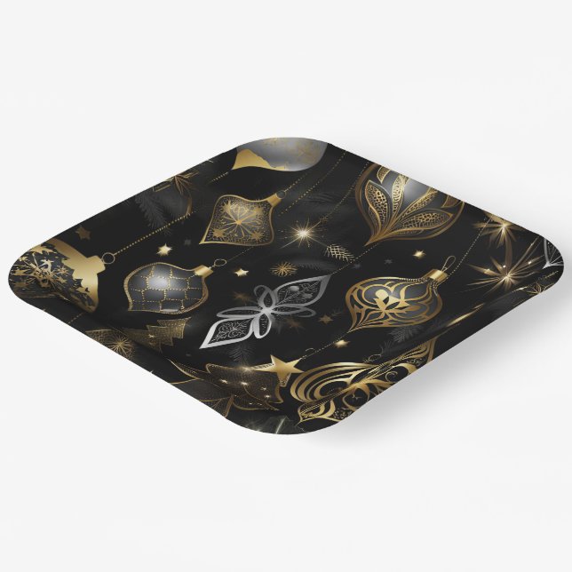 Silver And Gold Traditional Ornaments  Paper Plate (Angled)