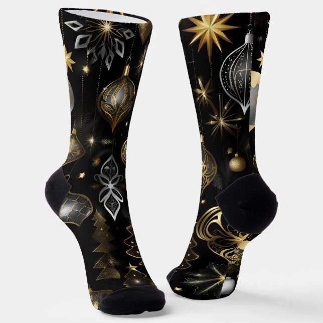 Silver And Gold Traditional Ornaments  Socks (Angled)