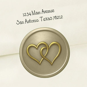 Silver and Gold Two Hearts Wedding Classic Round Sticker